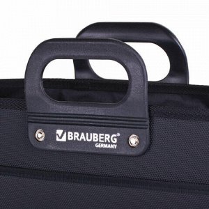 Папка-портфель пластиковая BRAUBERG &quot;ПРЕМЬЕР&quot; А4 (390х315х120 мм) 3 отделения, фактура &quot;бисер&quot;, черная, 223082