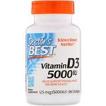 Doctor&#039;s Best, витамин D3, 125 мкг (5000 МЕ), 360 мягких таблеток