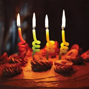 Свечи в торт спиральные цветные, 4 шт. на блистере