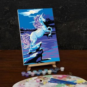 Картина по номерам на холсте с подрамником «Единорог при свете луны», 30х20 см