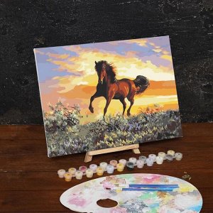 Картина по номерам на холсте с подрамником «Грациозный бег коня», 40х30 см