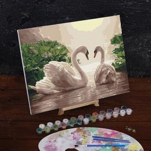 Картина по номерам на холсте с подрамником «Лебеди на тихом пруду», 40х30 см