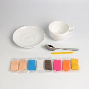 Набор для декора полимерной глиной чайной пары с ложечкой «Мишка»