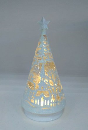 Фонарь Фонарь декоративный "Елка".
С подсветкой и блестками.
Высота 25 см диаметр основания 10 см.
Питание от батареек.