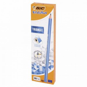 Карандаш чернографитный BIC, 1 шт., "Evolution Triangle", HB, трехгранный, без резинки, корпус синий, заточенный, 964845