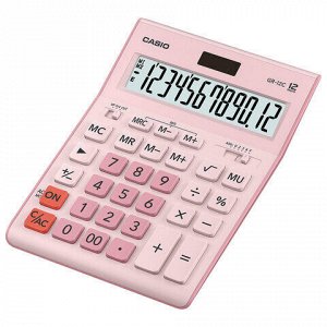 Калькулятор настольный CASIO GR-12С-PK (210х155 мм), 12 разрядов, двойное питание, РОЗОВЫЙ, GR-12C-PK-W-EP