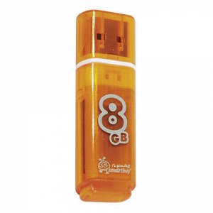 Флеш-диск 8 GB, SMARTBUY Glossy, USB 2.0, оранжевый, SB8GBGS-Or