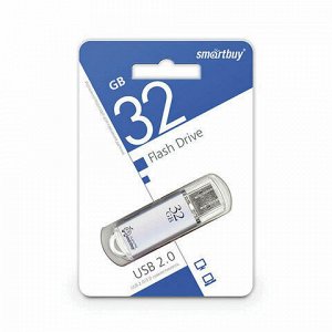 Флеш-диск 32 GB, SMARTBUY V-Cut, USB 2.0, металлический корпус, серебристый, SB32GBVC-S