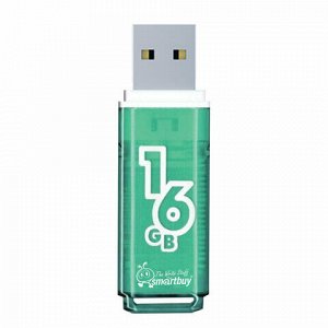 Флеш-диск 16 GB, SMARTBUY Glossy, USB 2.0, зеленый, SB16GBGS-G