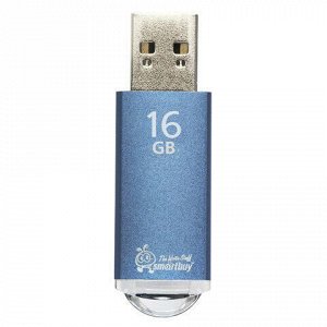 Флеш-диск 16 GB, SMARTBUY V-Cut, USB 2.0, металлический корпус, синий, SB16GBVC-B