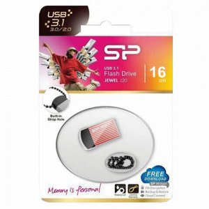 Флеш-диск 16 GB, SILICON POWER Jewel J20 USB 3.1, металлический корпус, розовый, SP16GBUF3J20V1P