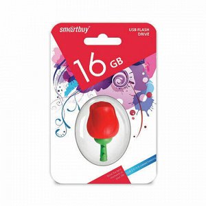 Флеш-диск сувенирный 16 GB, SMARTBUY Wild "Роза", USB 2.0, SB16GBRose