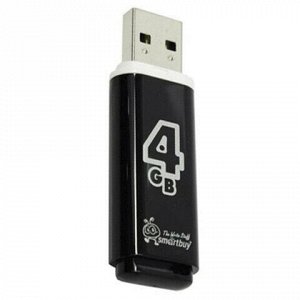 Флеш-диск 4 GB, SMARTBUY Glossy, USB 2.0, черный, SB4GBGS-K