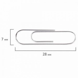 Скрепки ОФИСМАГ, 28 мм, оцинкованные, 100 шт., в картонной коробке, 227582