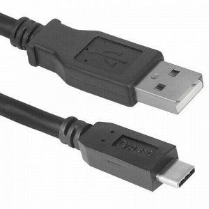Зарядное устройство сетевое (220 В) DEFENDER UPC-13, кабель Type-C, 1 порт USB, выходной ток 2,1 А, черное, 83559
