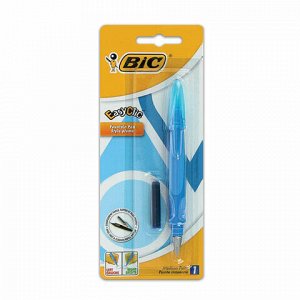 Ручка перьевая BIC "EasyClic", корпус голубой, иридиевое перо, сменный картридж, блистер, 8479004