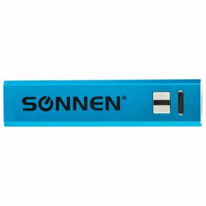 Аккумулятор внешний SONNEN POWERBANK V61С, 2600 mAh, литий-ионный, синий, алюминиевый, 262747