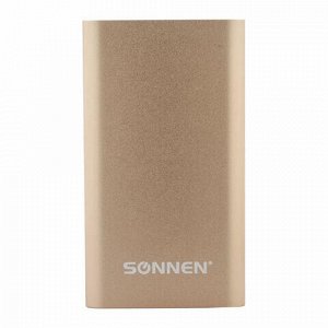 Аккумулятор внешний SONNEN POWERBANK V311, 4000 mAh, литий-полимерный, золотистый, алюминиевый корпус, 262750