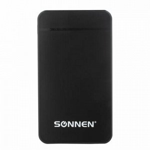 Аккумулятор внешний SONNEN POWERBANK V3801, 4000 mAh, литий-полимерный, черный, 262751