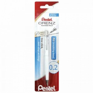 Карандаш механический PENTEL "ORENZ", профессиональный, корпус белый, цанговый, ластик, 0,2 мм, PPP502-W