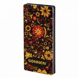 Аккумулятор внешний SONNEN POWERBANK V3802SR, 8000 mAh, 2 USB, литий-полимерный, 262915