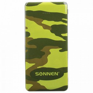 Аккумулятор внешний SONNEN POWERBANK V31 "КАМУФЛЯЖ-ЛЕС", 12000 mAh, 2 USB, литий-полимерный, 262918