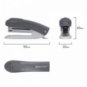 Степлер №10 BRAUBERG "Original", до 12 листов, с антистеплером, серый, 222531