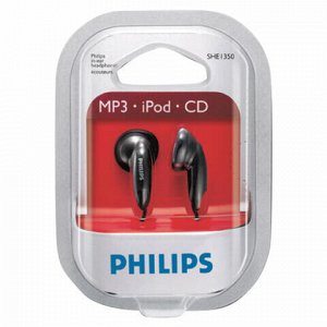 Наушники PHILIPS SHE 1350, проводные, 1 м, стерео, вкладыши, SHE 1350/00