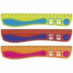 Линейка MAPED (Франция) &quot;Kidy&#039;Grip&quot;, 20 см, пластиковая с резиновыми вставками, нескользящая, с трафаретами, 278710