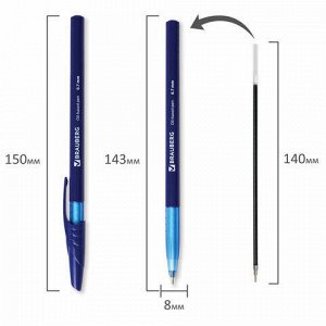 Ручка шариковая масляная BRAUBERG "Oil Base", СИНЯЯ, корпус синий, узел 0,7 мм, линия письма 0,35 мм, 141634