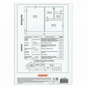 Папка для черчения А4, 210х297 мм, 10 л., 160 г/м2, рамка с вертикальным штампом, ПИФАГОР, 129231