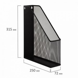 Лоток вертикальный для бумаг BRAUBERG &quot;Germanium&quot; (250х72х315 мм), металлический, черный, 231948