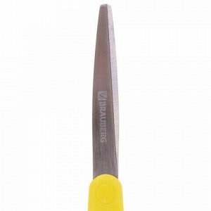 Ножницы BRAUBERG "Extra" 185 мм, классической формы, ребристые резиновые вставки, оранжево-желтые, 236451