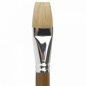 Кисть художественная профессиональная BRAUBERG ART "CLASSIC", щетина, плоская, № 30, длинная ручка, 200726