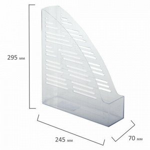 Лоток вертикальный для бумаг BRAUBERG &quot;Standard&quot;, 245х70х295 мм, прозрачный, 237223