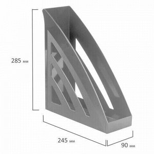 Лоток вертикальный для бумаг BRAUBERG "Office style", 245х90х285 мм, серый, 237279
