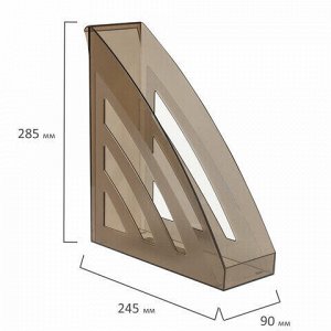 Лоток вертикальный для бумаг BRAUBERG "Office style", 245х90х285 мм, тонированный серый, 237281