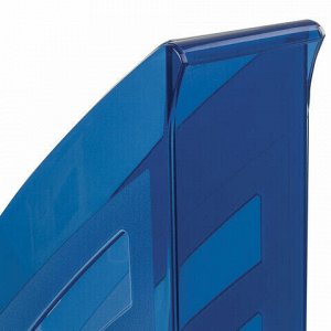 Лоток вертикальный для бумаг BRAUBERG "Office style", 245х90х285 мм, тонированный синий, 237282