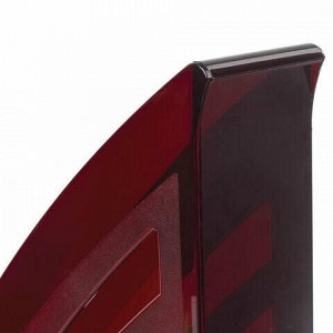 Лоток вертикальный для бумаг BRAUBERG "Office style", 245х90х285 мм, тонированный красный, 237283