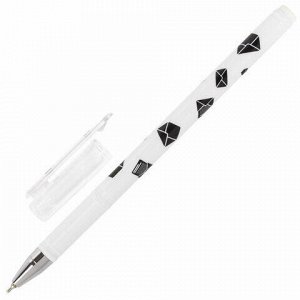 Ручка шариковая масляная BRAUBERG BLACK&amp;WHITE "Letters", СИНЯЯ, узел 0,7 мм, линия письма 0,35 мм, 142657