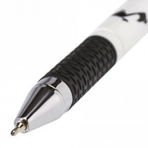 Ручка шариковая масляная с грипом BRAUBERG BLACK&amp;WHITE "Melody", СИНЯЯ, узел 0,7 мм, линия письма 0,35 мм, 142658