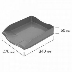 Лоток горизонтальный для бумаг BRAUBERG "Delta", A4 (340х270х60 мм), серый, 237267