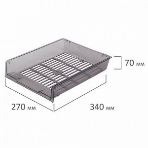 Лотки горизонтальные для бумаг, КОМПЛЕКТ 3 шт., 340х270х70 мм, тонированный серый, BRAUBERG "Office", 237257