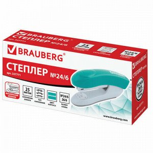 Степлер №24/6, 26/6 BRAUBERG "Original", до 25 листов, бирюзовый, 227771