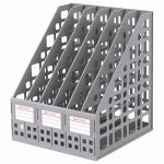 Лоток вертикальный для бумаг BRAUBERG &quot;MAXI Plus&quot;, 240 мм, 6 отделений, сетчатый, сборный, серый, 237016, ЛТ86