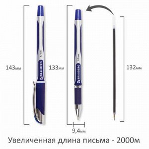 Ручка шариковая масляная с грипом BRAUBERG "Sigma Plus", СИНЯЯ, печать, узел 0,7 мм, линия письма 0,35 мм, 142689