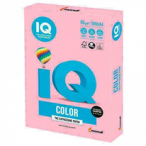 Бумага цветная IQ color, А4, 80 г/м2, 500 л., пастель, розовый фламинго, OPI74