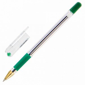 Ручка шариковая масляная с грипом MUNHWA "MC Gold", зеленая, корпус прозрачный, узел 0,5 мм, линия письма 0,3 мм, BMC-04