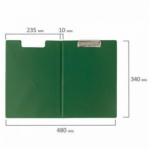 Папка-планшет BRAUBERG, А4 (340х240 мм), с прижимом и крышкой, картон/ПВХ, РОССИЯ, зеленая, 228340