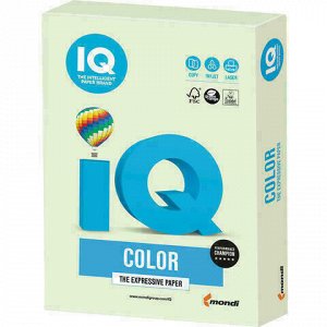 Бумага цветная IQ color, А4, 160 г/м2, 250 л., пастель, светло-зеленая, GN27